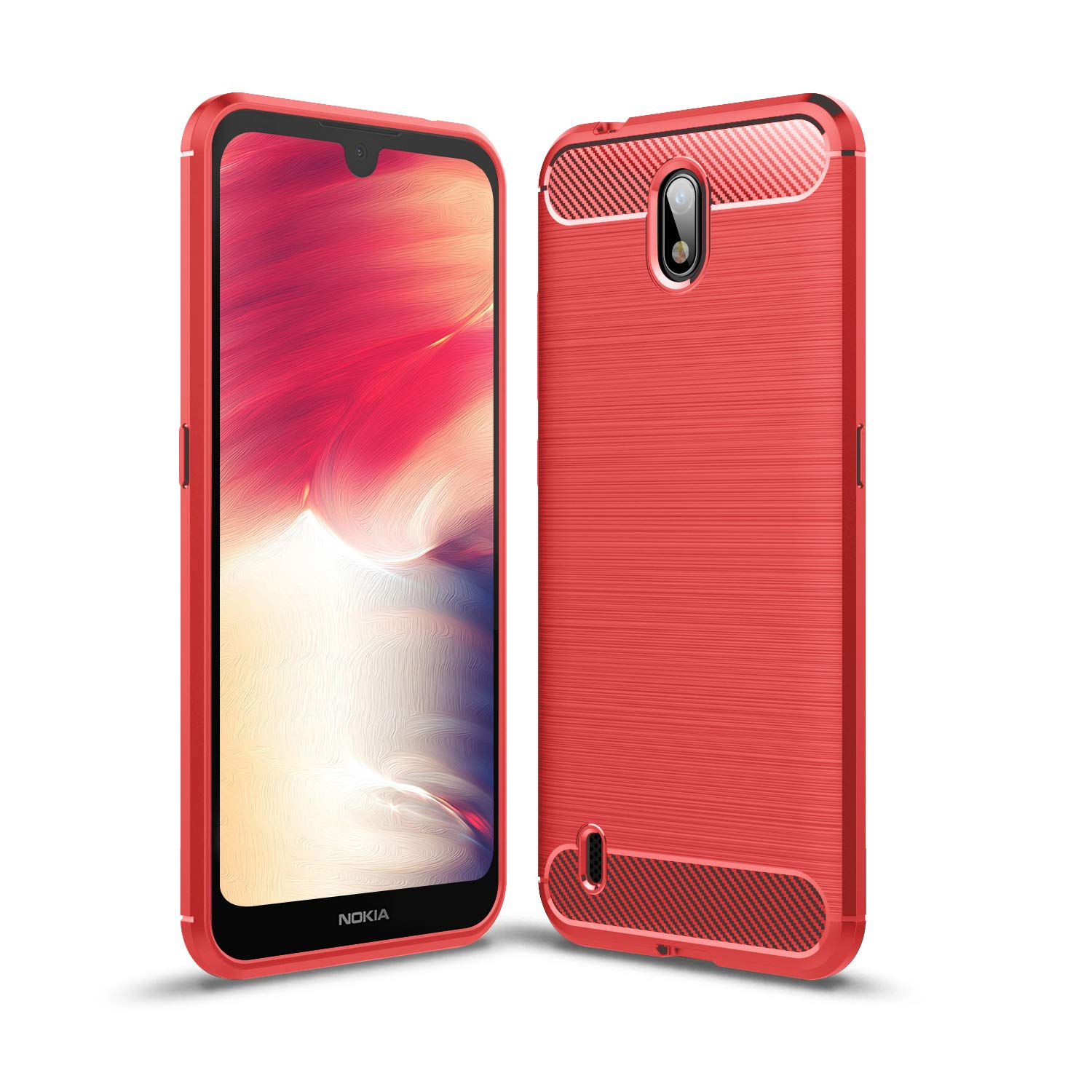 SCL Nokia 1.3 Case for Nokia 1.3 Case, Brushed Carbon Fiber Texture Anti-Scratch Shock Absorption Technology - Red โ image 1