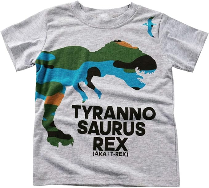 Amazon Potctron ポクトロン 子供 男の子 女の子 迷彩 カラー 格好いい 恐竜 プリント デザイン 半袖 ショットスリープ Tシャツ Tシャツ カットソー 通販