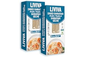 LIVIVA Dried Shirataki Low Carb Plant-Based Gluten Free Pasta – Konjac Noodles - Taste & Cook like Regular Spaghetti & Rice – Diabetic-Friendly, Low Calories, Vegan, Halal, Kosher, Non-GMO, Plant-Based (2 Pack, Noodle)