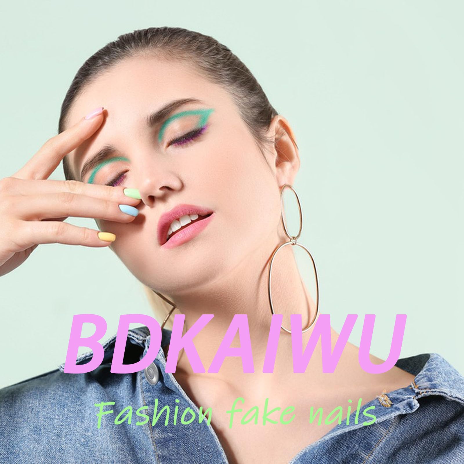 Extra Short Press on Nails Square Nude Ombre Fake Nails Press ons White Glue Stick on Nails with Designs Full Cover Acrylic Glossy Artificial Cute False Nail for Women Girls 24 Pcs - Image 6