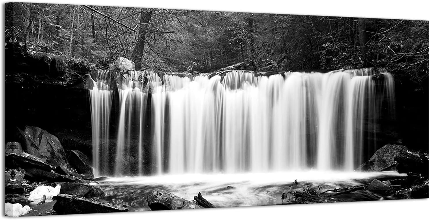 Paintings - Fochorlo Large Black and White Wall Art Waterfall Canvas Landscape Pictures Prints 20