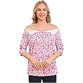 Deyeek Post Shoulder Surgery Shirt for Women Chemo Tear Away Shirt Snap Button 3/4 Sleeve Recovery Adaptive Clothing