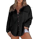 Eytino Womens Plus Size Boyfriend Shirts Casual Long Sleeve Button Down Oversized Waffle Knit Shacket Jacket(1X-5X)
