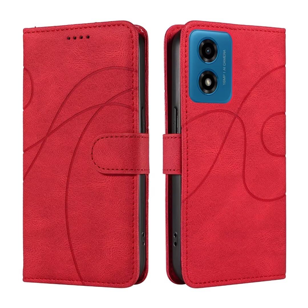 Bnvdfre for Motorola Moto E14 / G04 / G24 Case Flip Wallet Phone Cover PU Leather Shockproof Card Holder Magnetic Stand Protective Case for Motorola Moto E14 / G04 / G24, Red