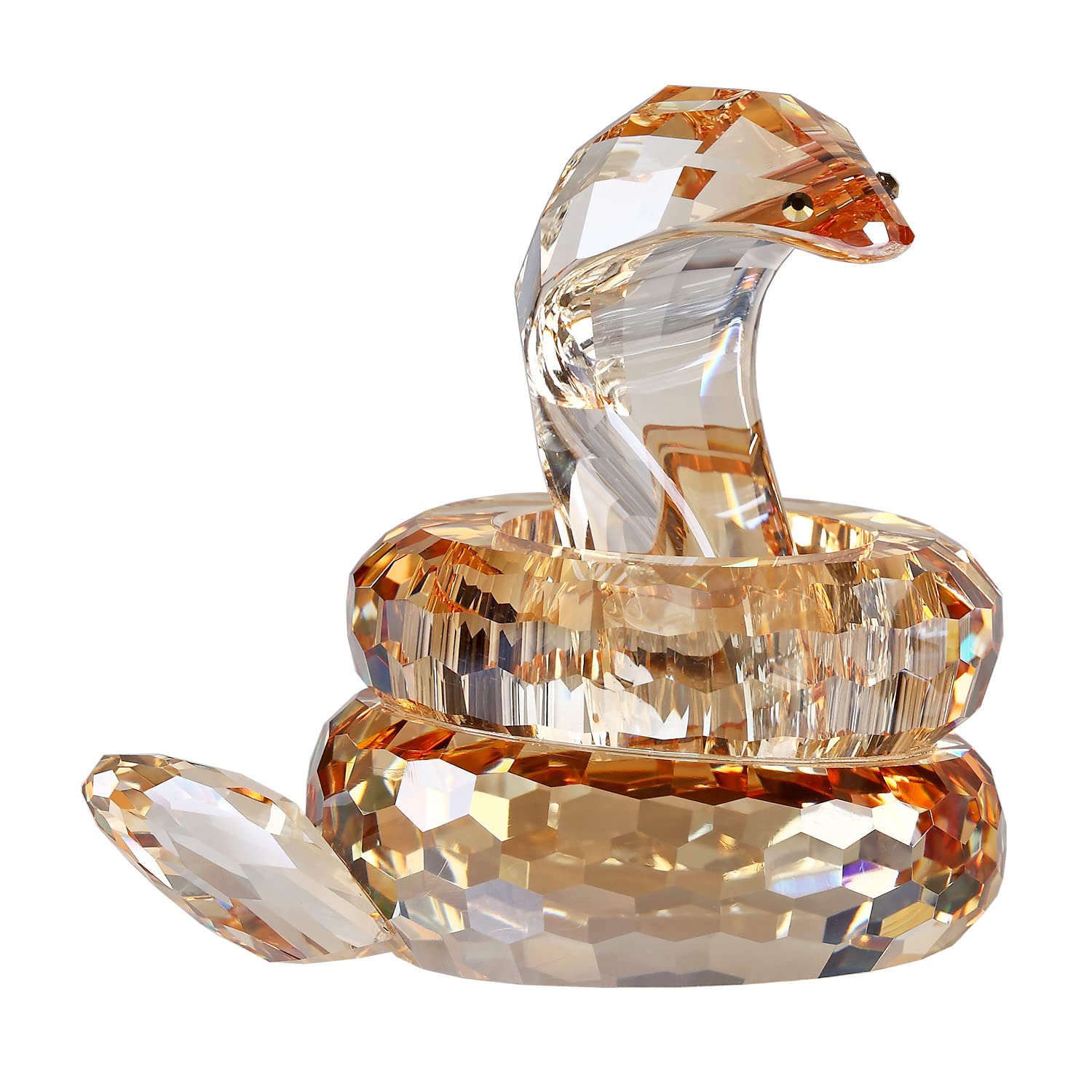 Crystal Cobra Snake Handicraft Ornaments Figurine Art Animal Collection Statue Collectible Home Decor Gifts (Gold)