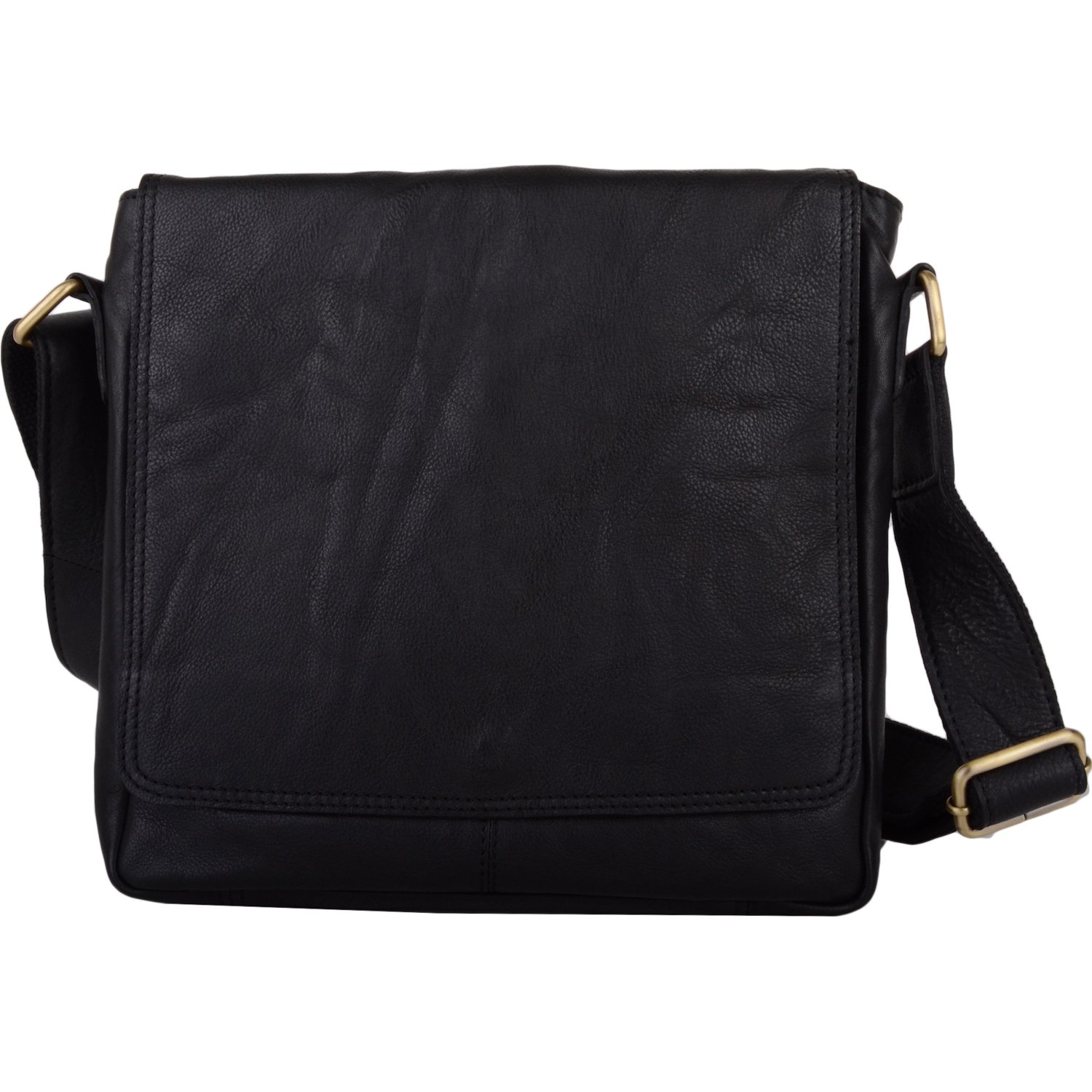 Womens/Mens Premium Genuine Leather Shoulder/Cross Body Satchel/Small Messenger Bag/Holdall - Black