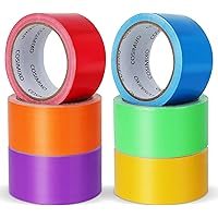 COSIMIXO 6-Pack Rainbow Colored Duct Tape 15 Yards x 2 Inch Heavy Duty, No Residue, Tear by Hand & Waterproof,Great for Packa