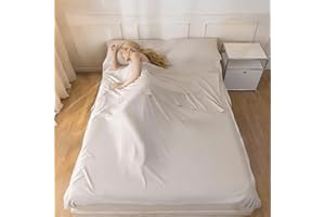 Sleeping Bag Liner Ultralight Sleep Sack Travel Washed Cotton Sheets for Hotel Bags for Adults Liners, Lightweight Single & D