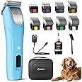 FuzzyFix Professional Dog Clippers for Grooming - 2 Speed Pet Grooming Kit for Thick Curly Matted Coats - Low Noise Heavy Duty Cordless Hair Trimmer with Detachable Metal Blade for Animal/Pet/Horse