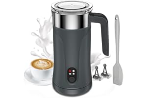 Ovetedot Milk Frother, 4-in-1 Milk Frother and Steamer, 10.1oz/300ml Automatic Hot and Cold Foam Maker and Milk Warmer, Electric Milk Frother for Coffee, Latte, Cappuccino, Matcha(Gray)