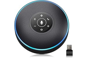 EMEET Bluetooth Speakerphone M2 Black Conference Speaker for 5-8 People Business Conference 360º Voice Pickup 4 AI Microphone Self-Adaptive Conference Call Speaker Skype USB Speakerphone