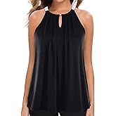 MANER Women's Tank Top Casual Halter Top Summer Flowy Cami Loose Fit Sleeveless Shirts