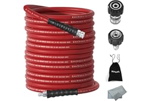 YETIANICAL Pressure Washer Hose 100FT x 3/8 Inch Quick Connect, Kink Resistant High Tensile Wire Braided,with M22 14mm Adapter Set, Hot and Cold Water Power Washer Hose, 4000 PSI
