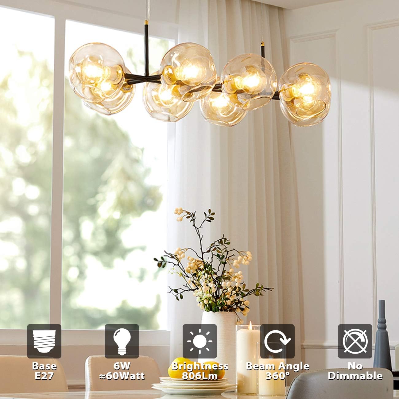 LVWIT E27 LED Filament Bulb,5.5W LED Vintage Globe Bulbs,E27 Edison Screw Bulbs,Golfball Mini Globe Bulb 60W Equivalent - Image 3