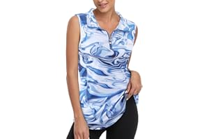Viracy Women's Zip Up Golf Workout Tank Tops Sleeveless Quick Dry Athletic Polo Shirts