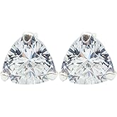 925 Sterling Silver Triangle Stud Earrings, 8mm Trillion Cut Cubic Zirconia, Sparkly CZ