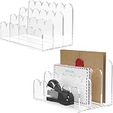 YAGELI 2 Pack 3-Slot Acrylic Mail Organizer for Desktop &ndash; Scalloped Clear Document Sorter, Vertical File Holder for Office/Home, Space-Saving Desk Organizer for Letters,Envelope,Bills,Stationery