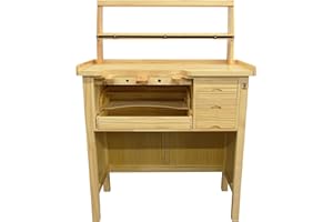 PMC SUPPLIES LLC Deluxe Solid Wooden Jewelers Bench Set with Mountable Storage Shelf Organizer Tool Rack Jewelry Making Studio Kit