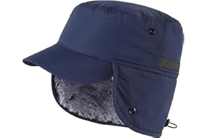 Connectyle Mens Winter Hat with Brim Warm Earflaps Hat Faux Fur Baseball Cap Trapper Hunting Hats