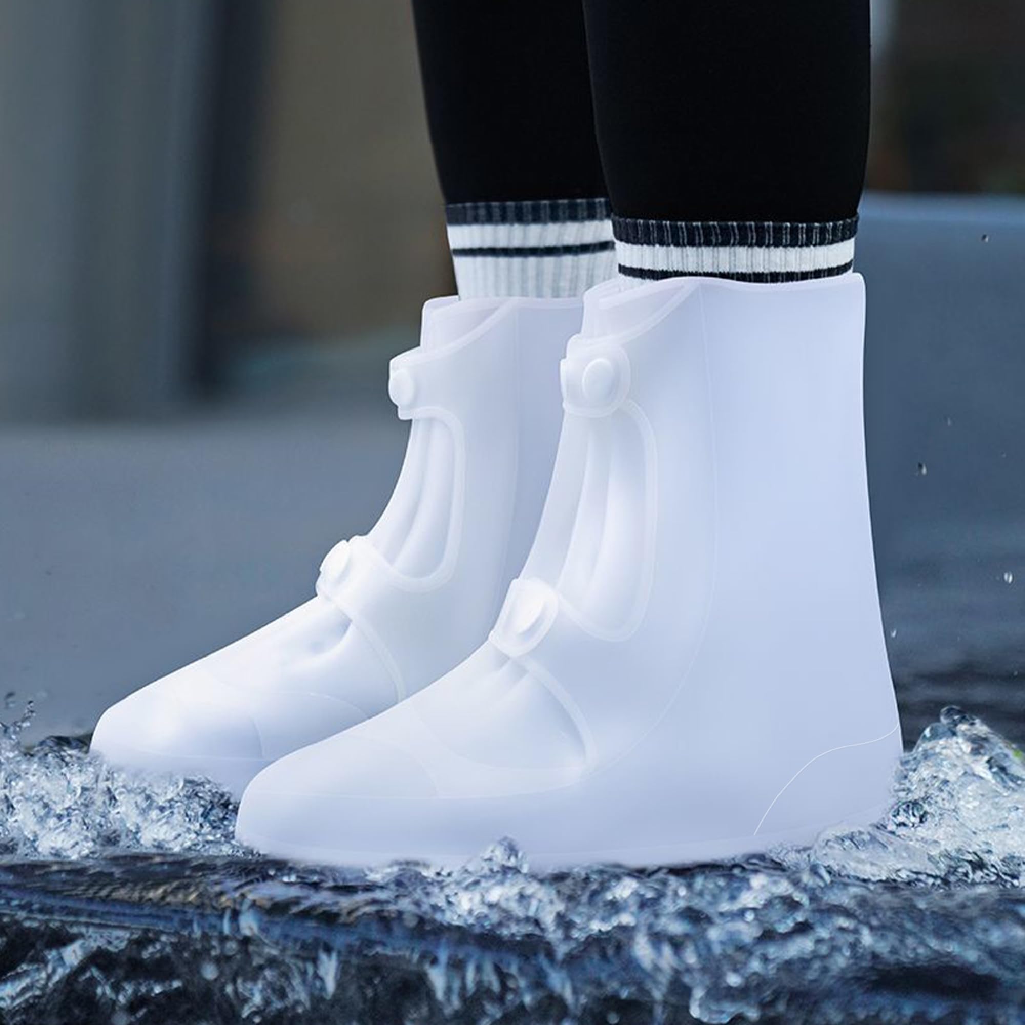 Photo 1 of SooGree Waterproof Rain Shoe Covers Rubber Shoe Boot Covers Not-Slip Reusable Rain Shoe Protectors Galoshes Overshoes for Man and Women Sand Control Rain Snow