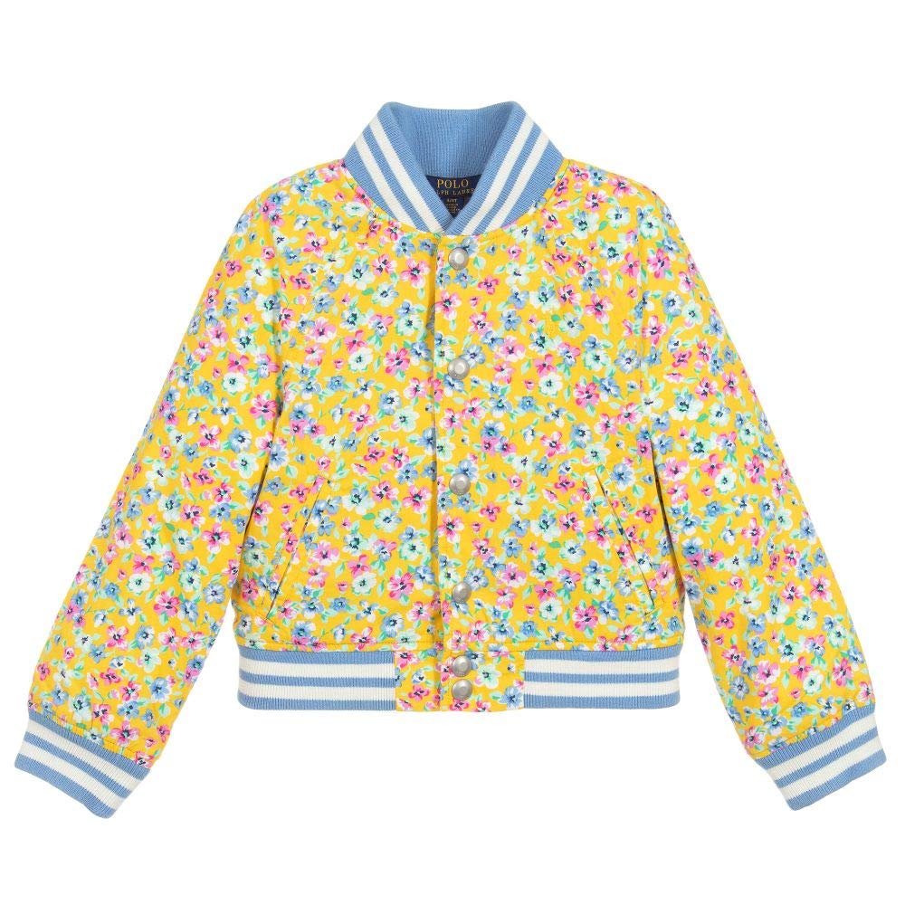 Polo Girls Floral Print Jacket (4 4T) Yellow
