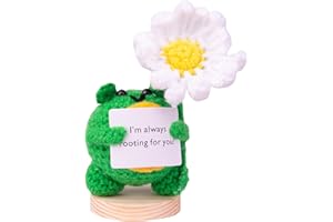 MuMyer Funny Positive Frog, Creative Knitted Wool Frog Doll with Positive Card for Cheer Up Gifts and Party Decorations Birthday Gifts
