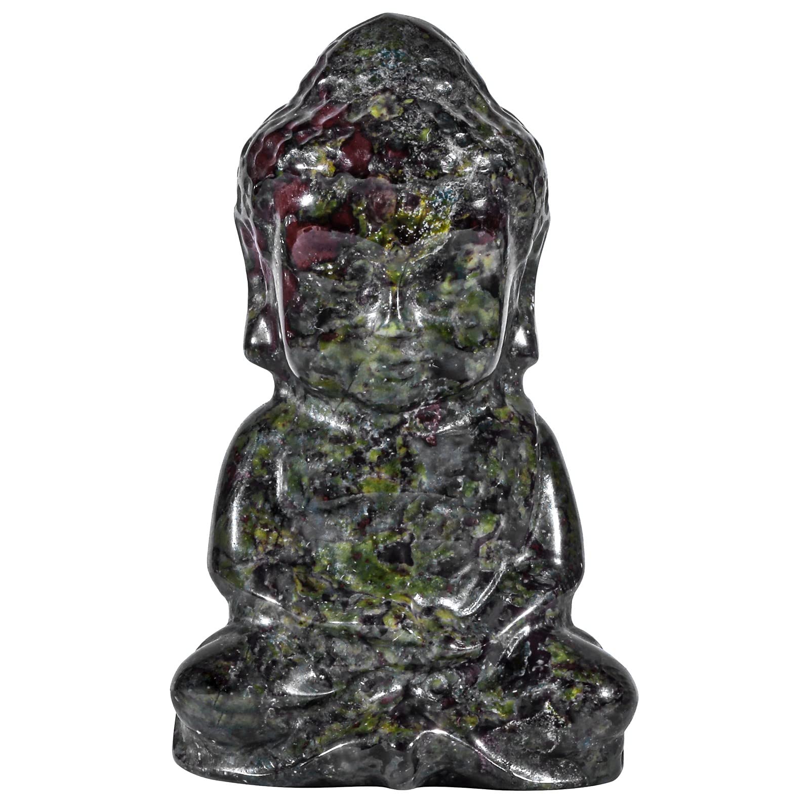 KYEYGWO Crystal Stone Baby Buddha Statue for Feng Shui Decor Natural Stone Portable Mini Buddha Figurine for Meditation Prayer Protection, Dragon Bloodstone