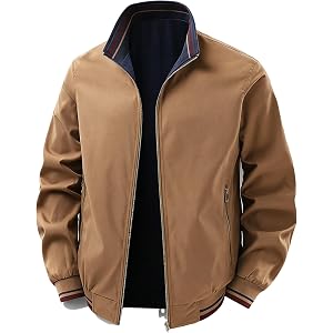 Vividcrate Men's Lightweight Bomber Jacket Full Zip Up Causal Windbreaker Jackets for Men Long Sleeve Spring Fall Jacket