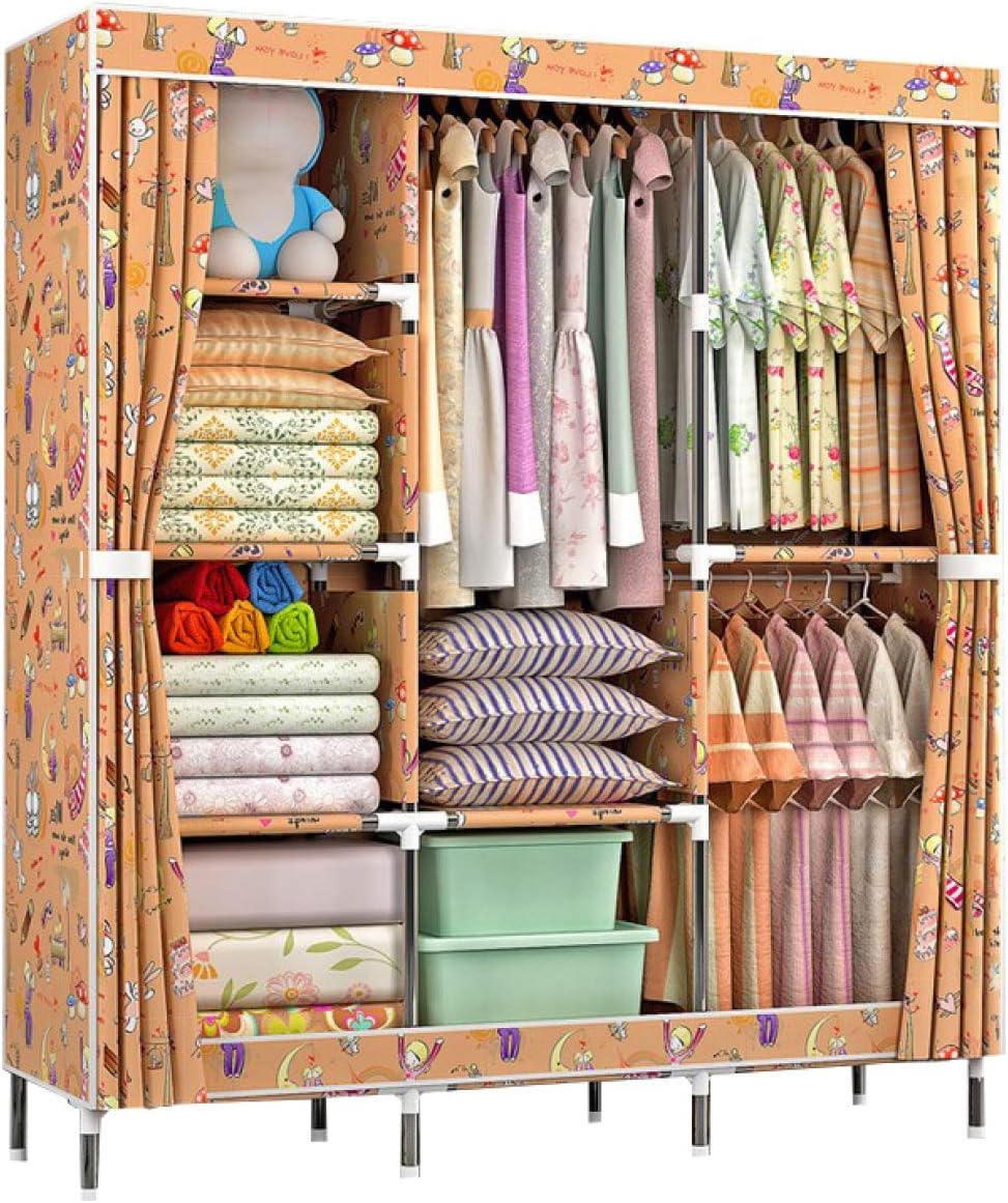 BYCDD Portable Cloth Wardrobe, Thicken 25 MM Steel Pipe Large Capacity