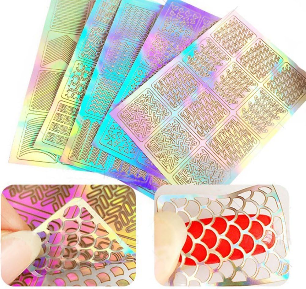 1set Simple Style Irregular Grid Of Nails In The Hollow Of Stickers For Nails Art Manicure