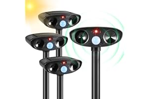 JAHYELEC Ultrasonic Animal Repellent Outdoor Solar Animal Repeller with Motion Sensor Animal Deterrent for Garden Cat Deterrent Outdoor Deer Repellent Device to Scare Squirrel Raccoon Skunk Repellent for Yard