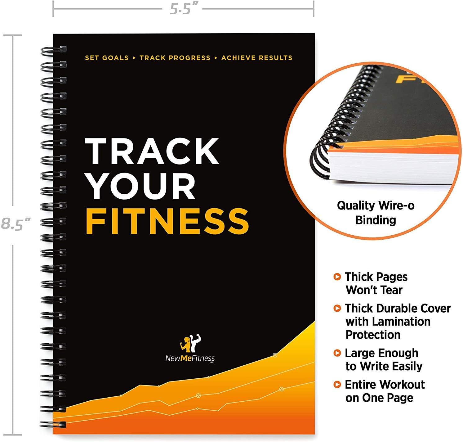 Workout Log Book & Fitness Journal - 25-Week Designed by Experts, w/Illustrations : Track Gym, Bodybuilding & Crossfit Progress - Sturdy Binding, Thick Pages & Laminated, Protected Cover 1-Pack : Sports & Outdoors