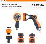 GRIFEMA GE1303-1 8 Pattern Hose Nozzle Set High Pressure Garden Sprayer view 2