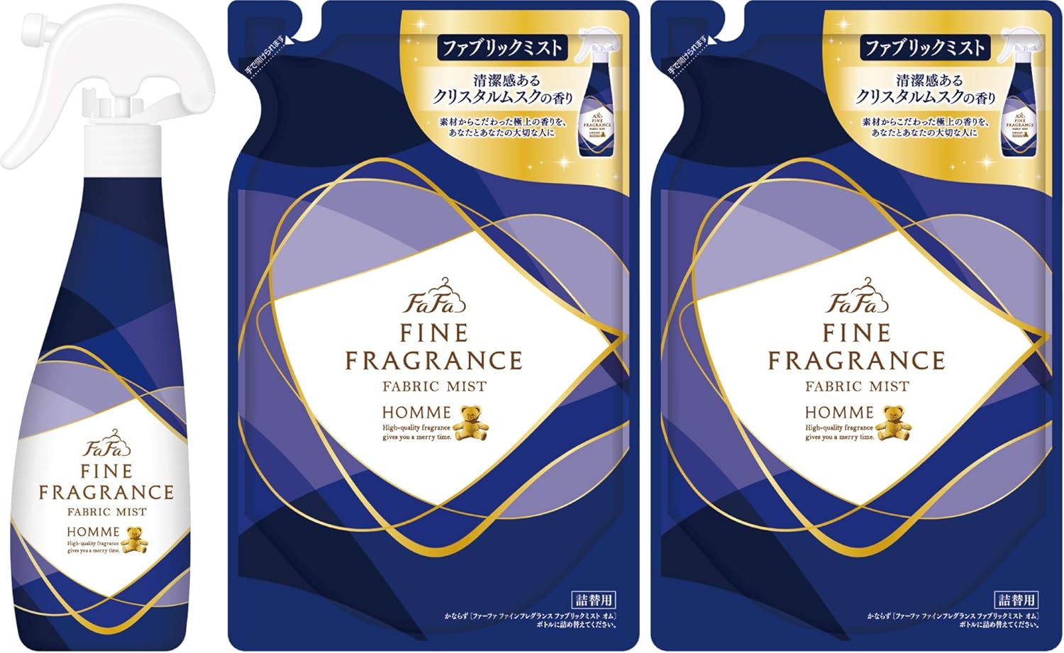 Amazon ファーファ ファインフレグランス ファブリック ミスト オム 本体 詰替2個セット 芳香 消臭スプレー ファーファ 液体柔軟剤