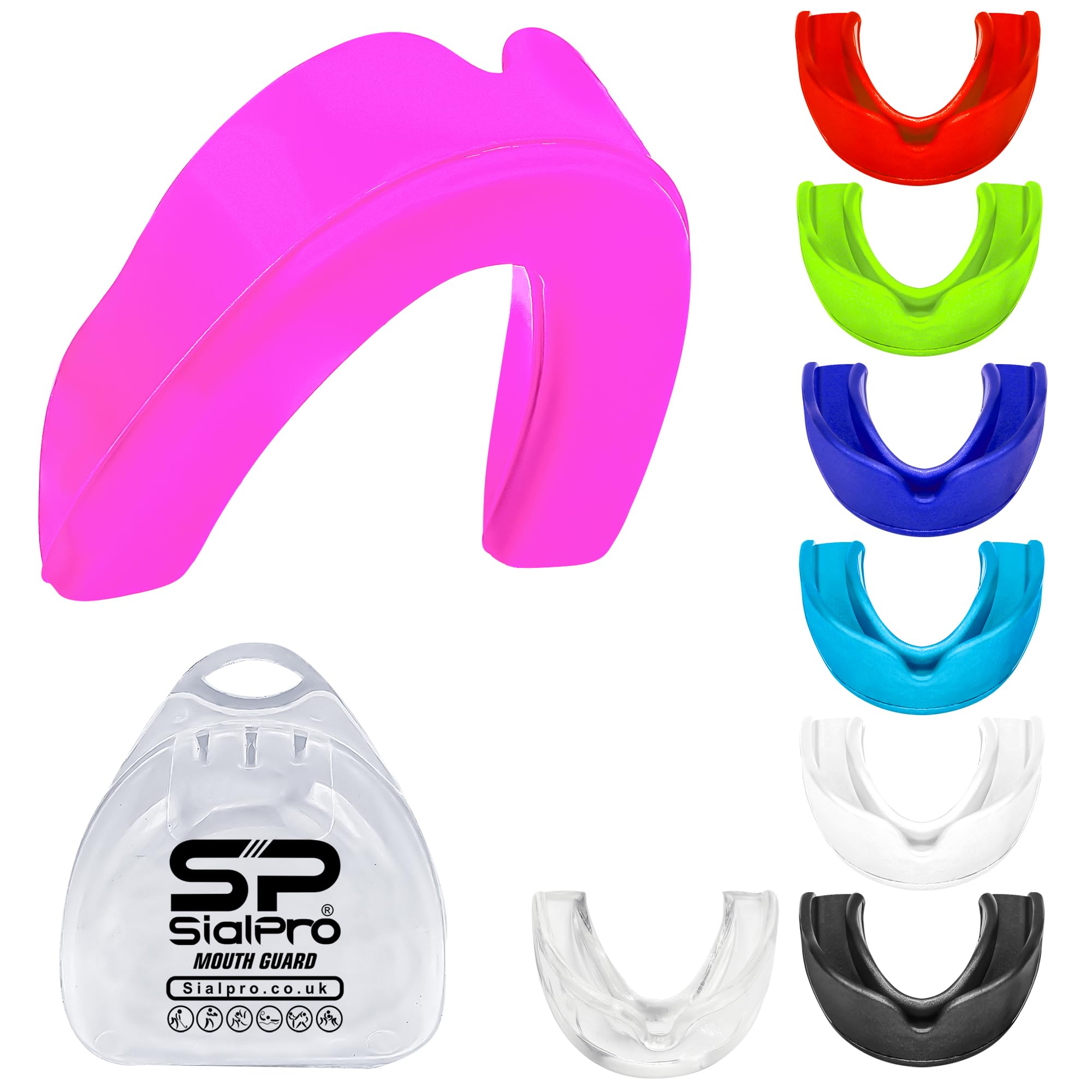 Mouthguards Slim Fit Adult Senior Mouldable Gum Shield with Case for Boxing Men MMA Rugby Hockey Basketball Muay Thai Kickboxing Football All Contact Sports(12+ Years, Pink)