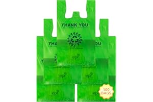 UMT PLASTAR [100 per box] | Recyclable Compostable Reusable Biodegradable Plastic T-Shirt Bags | Grocery Shopping Bags | Green Eco Plastic Bags (100 per Pack) | T-Shirt Carryout Bags 100 count Restaurant Quality, Durable, Reusable and Econ Friendly | Measures 11. 5" X 6. 25" X 21"( large size 1/6) , 16 Mic (0. 63 Mil)