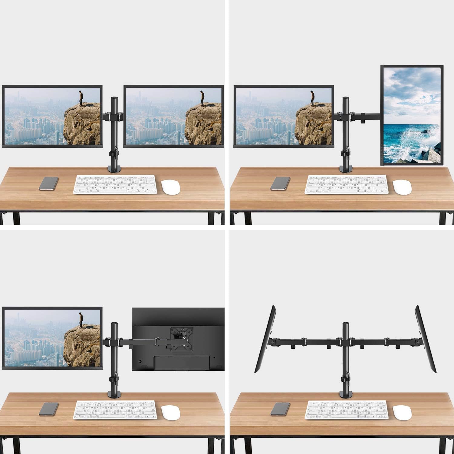 ELIVED Dual Monitor Arms for 13-32 inch LED LCD Screens, Flat/Curved, VESA 75/100mm, Adjustable Height, Tilt & Swivel, Up to 8KG, EV002 - Image 3