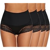 Zimi Collection 4 Packs Women's Tummy Control Underwear High Waisted Shapewear Panties Stretch Full Coverage Briefs