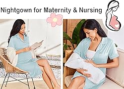 Ekouaer Nightgowns for Women Button Up Night Shirt