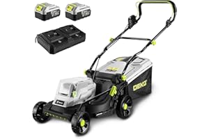 40V Electric Lawn Mower: DEKOPRO 15 Inch Cordless Lawn Mowers with 2 x 4.0Ah Portable Battery