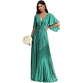 Arsyince Flutter Sleeve Bridesmaid Dresses Chiffon Pleated Long Formal Dresses for Wedding Guest Prom Evening Gown 2026 AS031