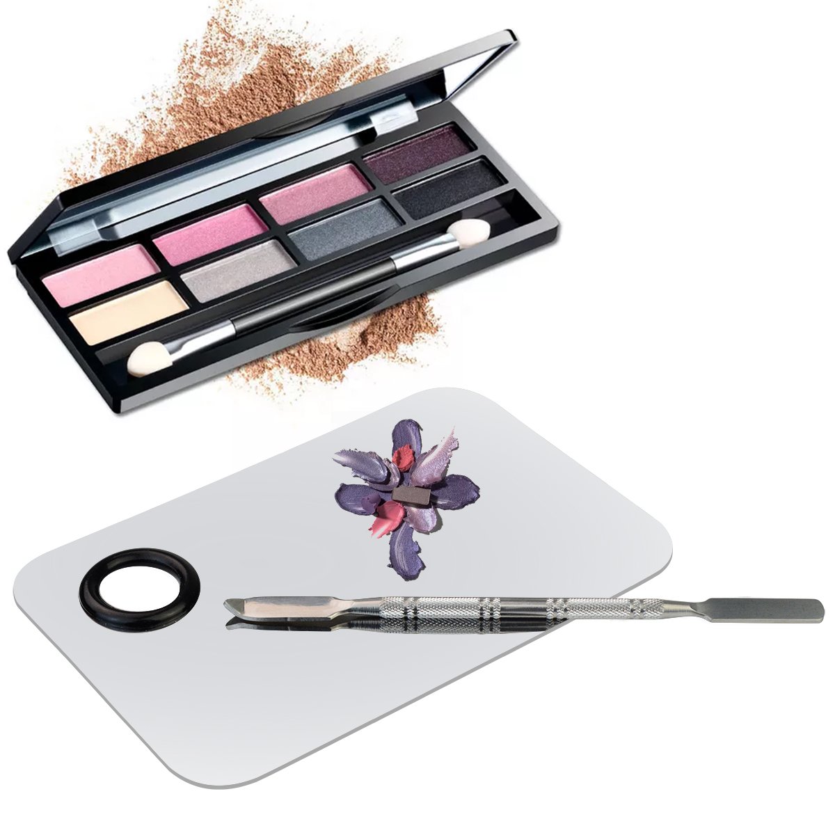 obmwang 1Pcs Pro Stainless Steel Cosmetic Makeup Palette Spatula Tool for Nail Art Eye Shadow Eyelash Makeup Professional Pigment Blending Lightweight 5.9 x 3.9 inches : Makeup Case : Beauty