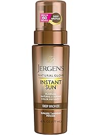 Jergens Natural Glow Instant Sun Sunless Tanning Mousse for Body, Deep Bronze, 6 Ounces