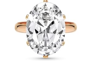 Linawe Cubic Zirconia Imitation Diamond Moissanite Rings for Women, 14K Gold/Rose Gold/Silver Adjustable Chunky Ring, Costume Rhinestone Jewelry for Wedding Engagement