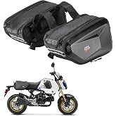 KEMIMOTO Motorcycle Saddlebags Expandable 20-30L EVA Hard Side Bag | Compatible with Ninja500/400 Grom 2022-2025 Navi Z125 Dirt Bike Dual Sport Mini Motorcross Motorbike, waterproof zipper, 30L