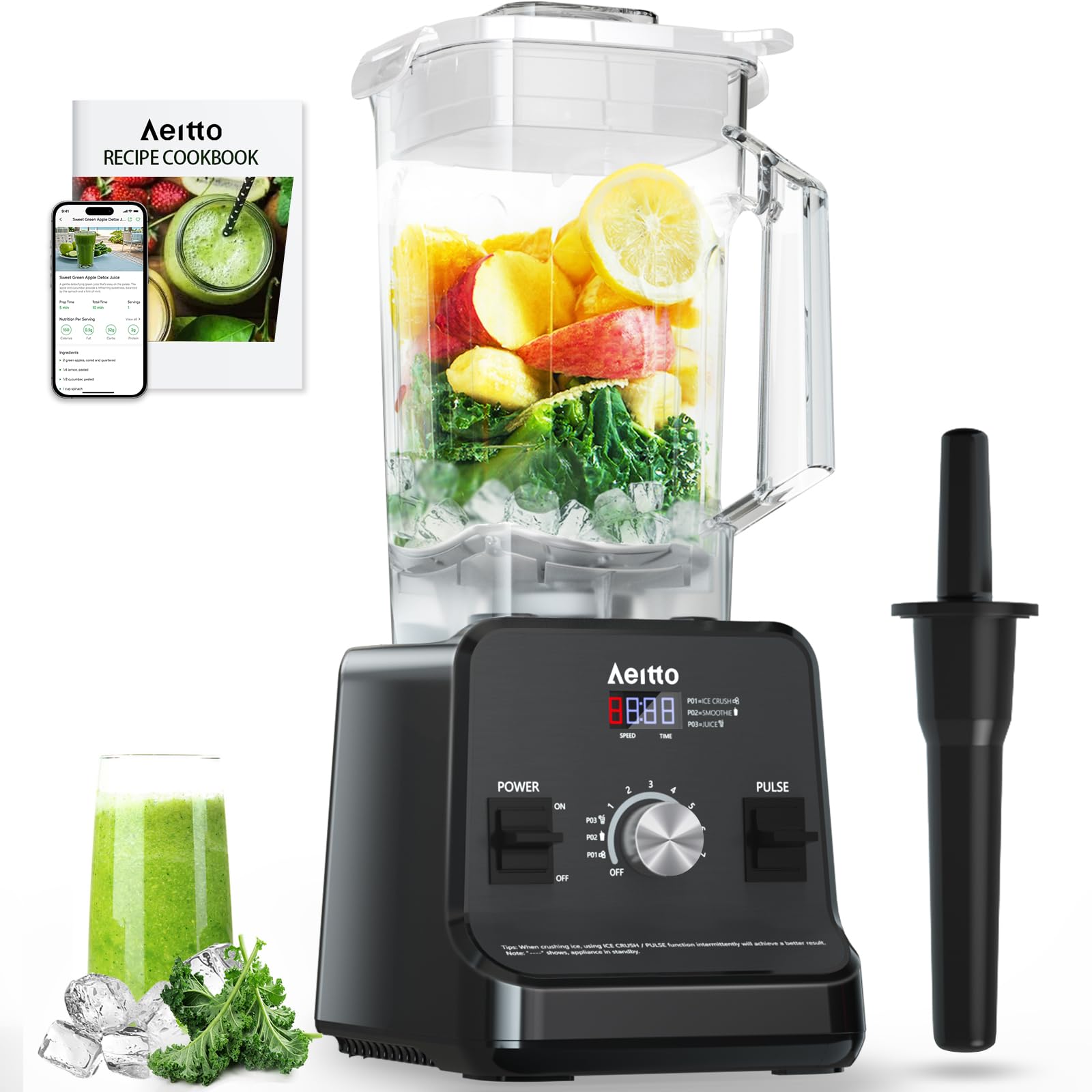 Photo 1 of Aeitto Blender with 1500-Watt Motor, 68 Oz Large Capacity Blenders for Kitchen, Countertop Professional Blenders for Ice Crush, Frozen Drinks, Black
