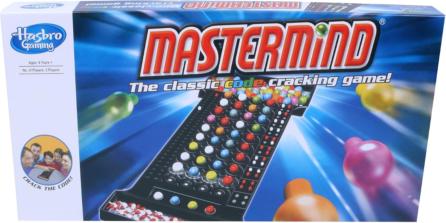 Hasbro Gaming Mastermind The Classic Code Cracking Game For Ages 8 and Up, for 2 Players, Multicolor, 0.68 ft x 1 ft x 0.13 ft