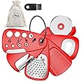Pisol Kitchen Unique Gadgets Set 6 Pieces, Space Saving, Cheese Grater, Bottle Opener, Fruit Vegetable Peeler, Pizza Cutter, Garlic Ginger Grinder, Herb Stripper Gift Set