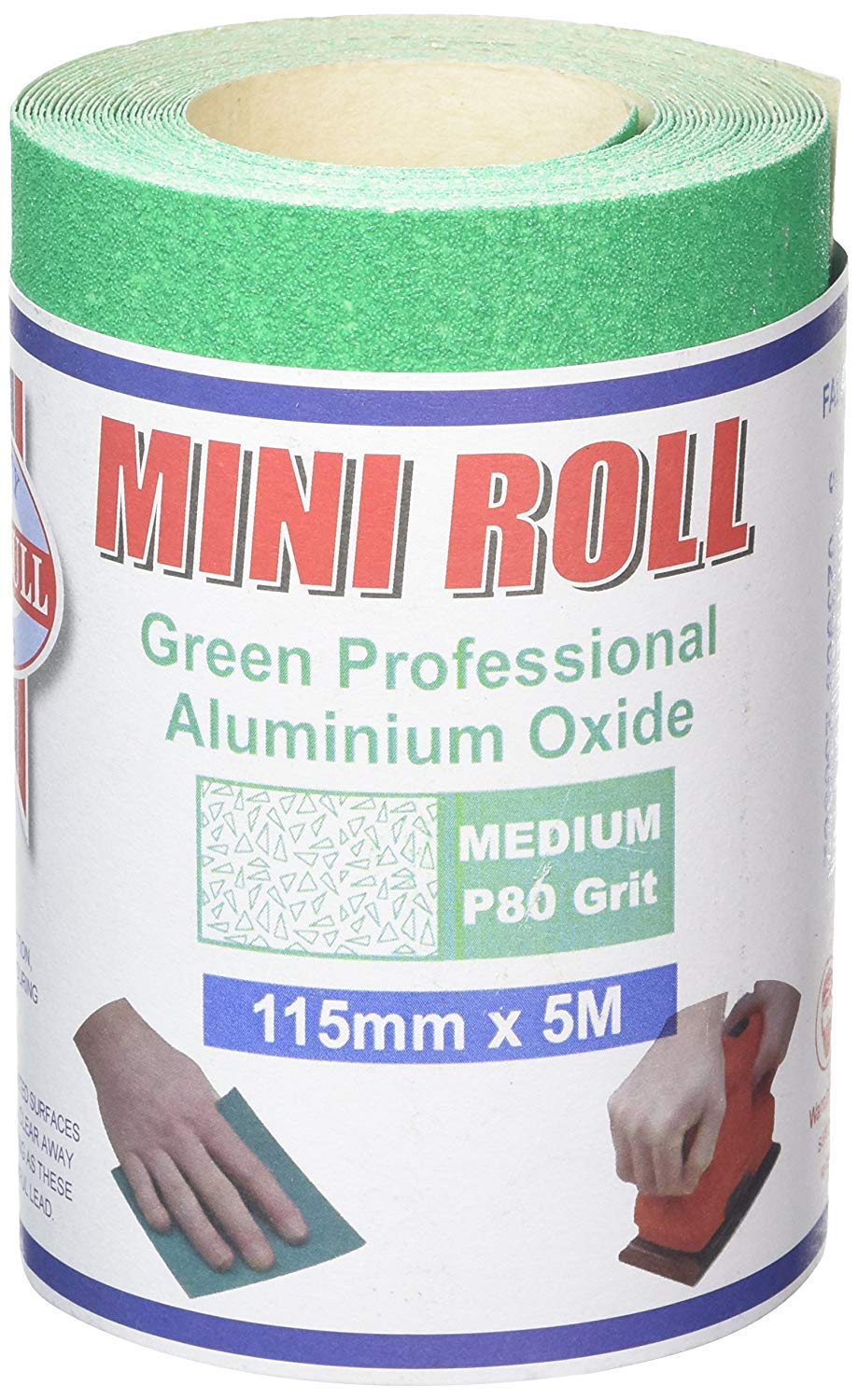 Faithfull FAIAR580G 5M Medium (80 Grit) Sandpaper Roll Green (Pro) 115mm x 5M
