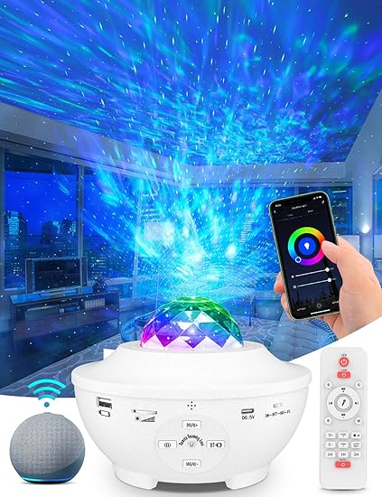 Amazon スマートスタープロジェクター プラネタリウム ベッドサイドランプ Bluetooth スピーカー Bluetooth5 0 Usbメモリに対応 カラフル 1600万色 白色 タイマー機能付き 音声制御 音量 輝度調整可 投影ランプ ロマンチック雰囲気作り クリスマス ハロウィン